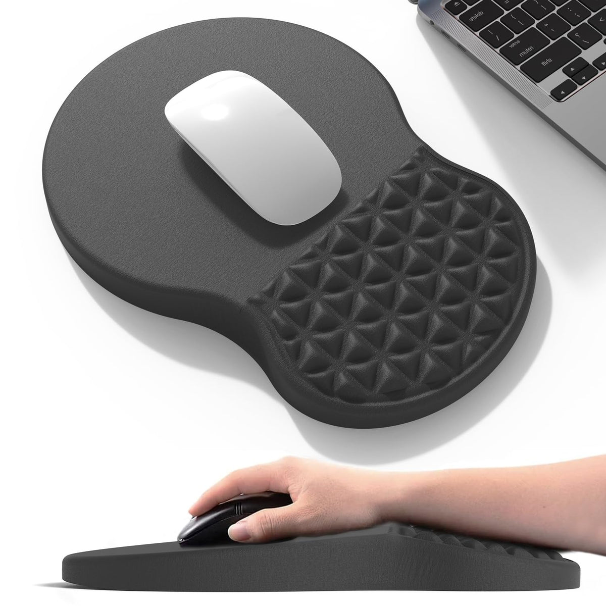 PYEDCA Ergonomic Mouse Pad Wrist Support with Massage Design, Pain Relief Mousepad with Wrist Rest