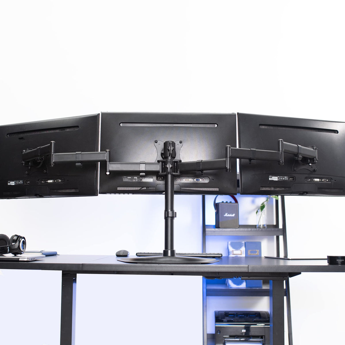 VIVO Triple Monitor Mount Fully Adjustable Desk Free Stand for 3 LCD Screens up to 24 inches