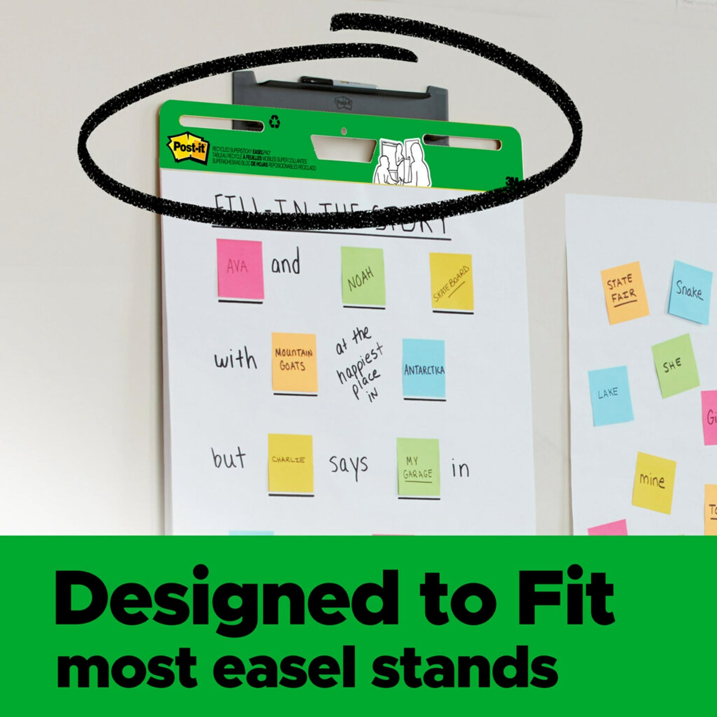 Post-it Easel Pad Made with Recycled Paper, 25 in x 30 in, White, 30 Sheets/Pad, 2 Pads/Pack, Great