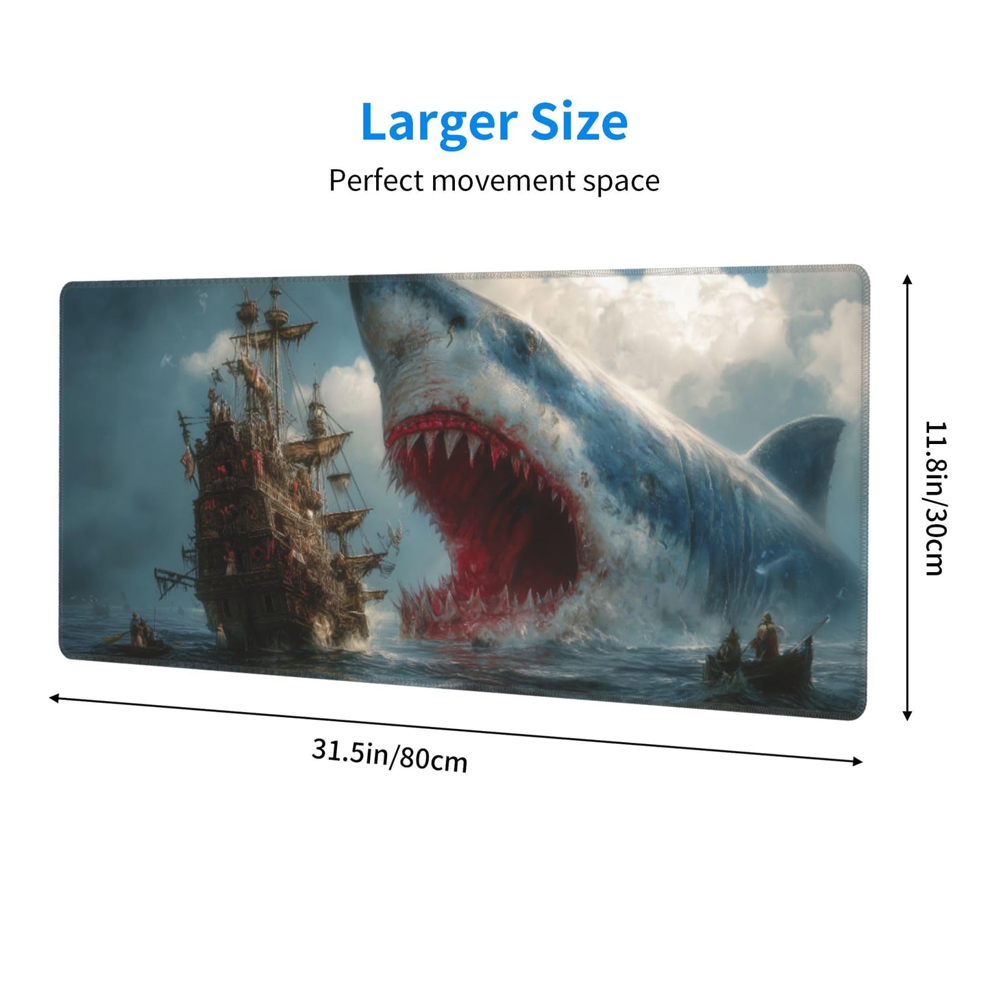 Fish Mouse Pad Extended Large Gaming Mouse Pad XL Stitched Edges for Gamer Home Office 31.5 X 11.8