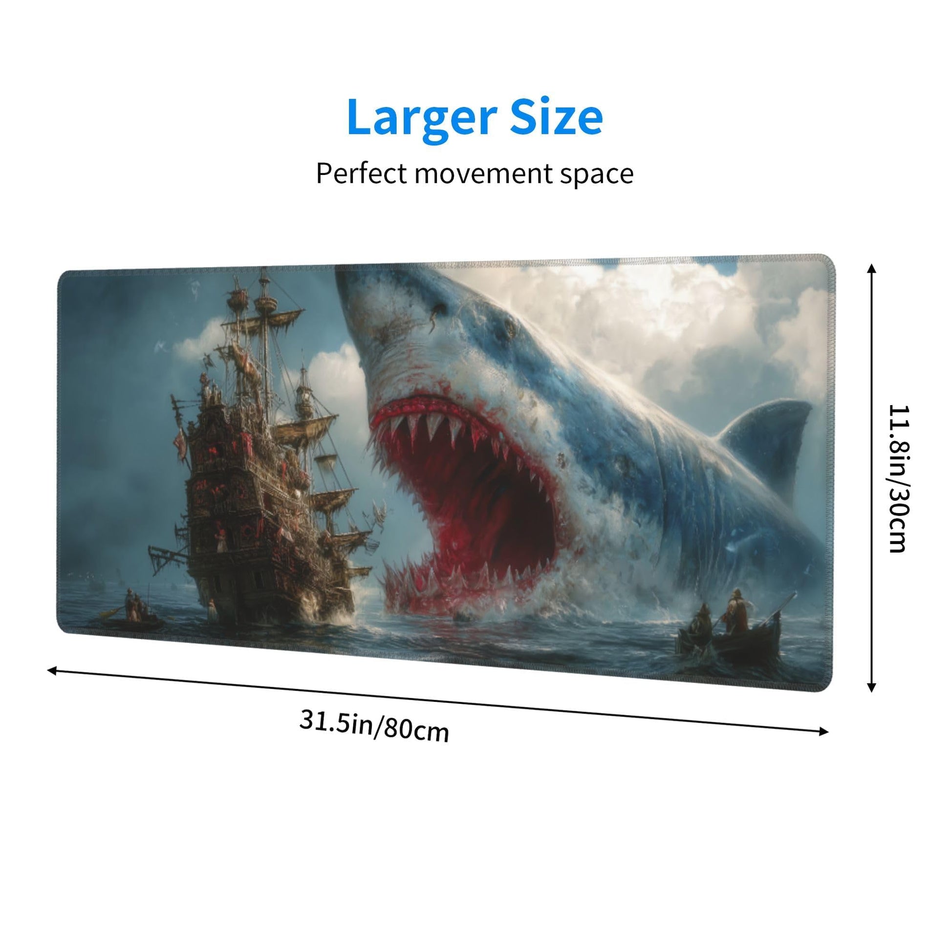 Fish Mouse Pad Extended Large Gaming Mouse Pad XL Stitched Edges for Gamer Home Office 31.5 X 11.8