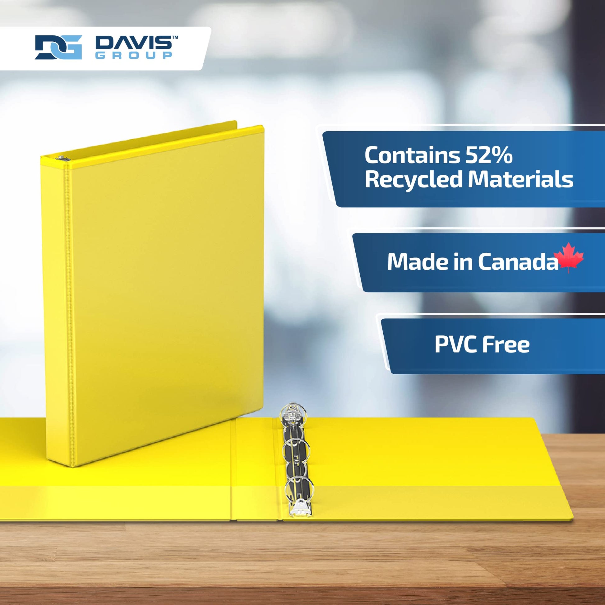 Easyview 3-Ring Binder, Clear-View Cover, 1" Round Rings, Yellow, 6 Pack