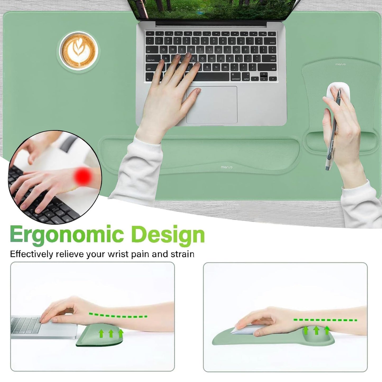 MOSISO Keyboard Mouse Pad Set, Large Gaming Mousepad&Keyboard Wrist Rest