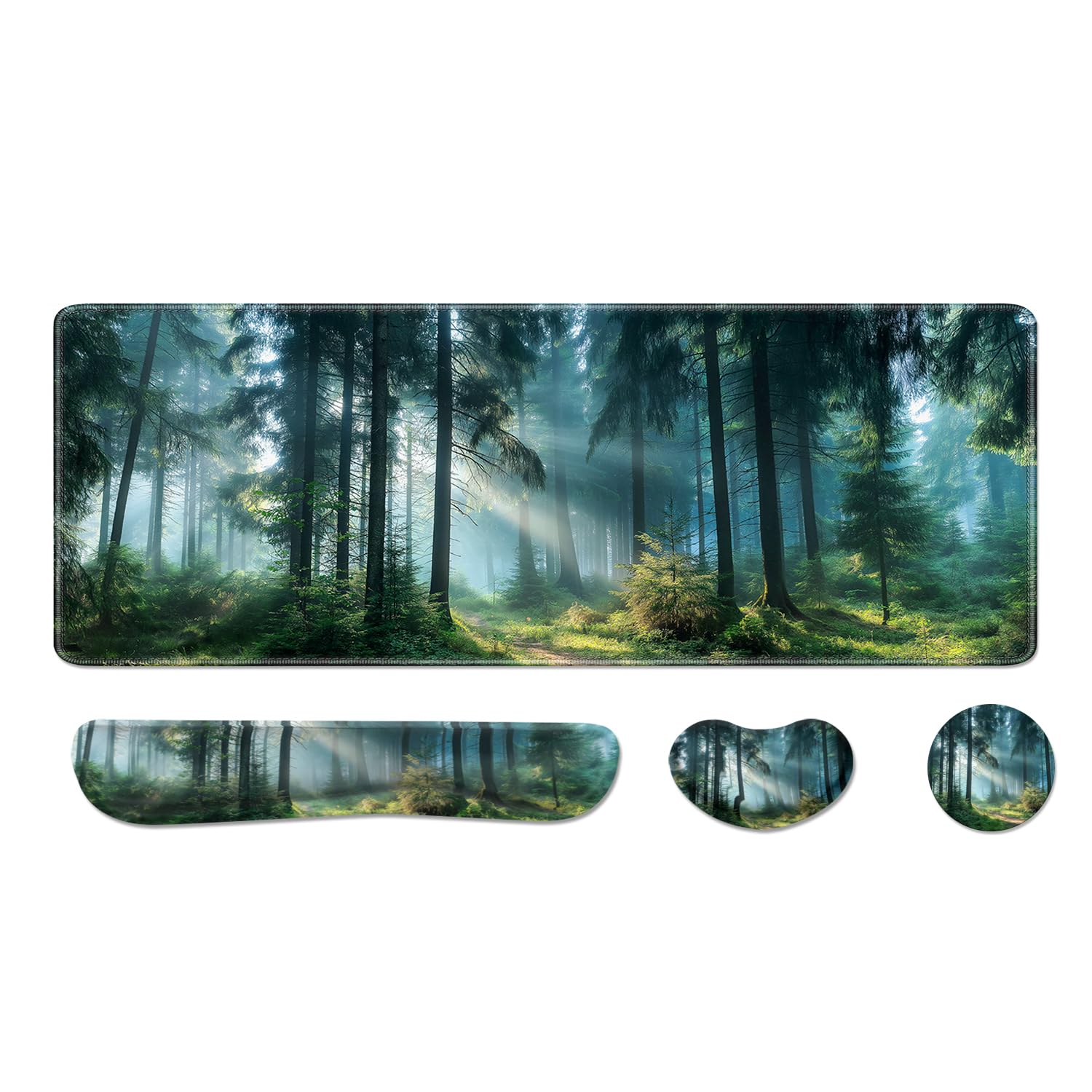 Desk Pad and Keyboard Wrist Rest, Large Mouse Pad + Keyboard Pad+Mouse Wrist Support, Non-Slip Desk
