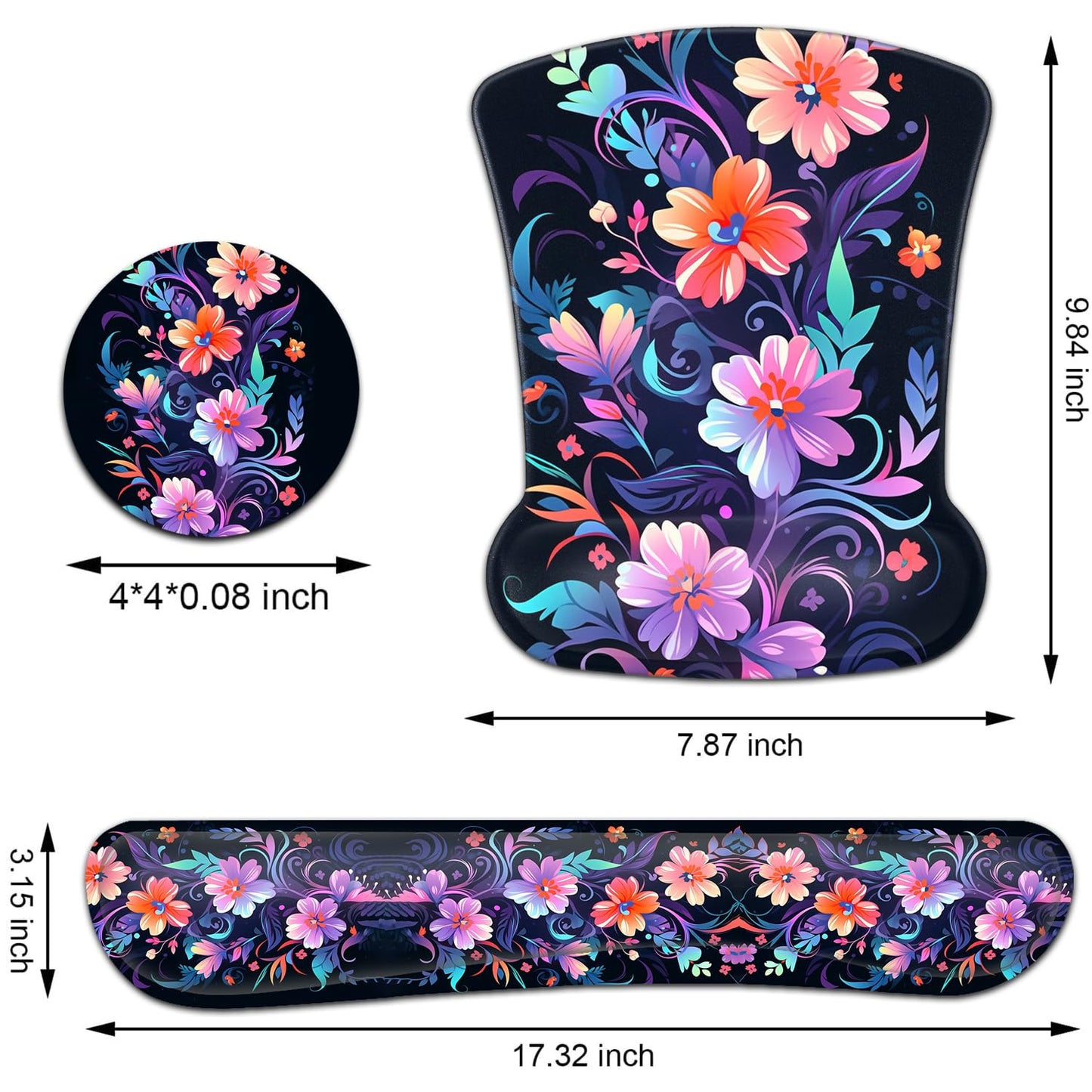 Keyboard Wrist Rest and Mouse Pad Wrist Support Set, Ergonomic Gel Mouse Pad Wrist Rest with