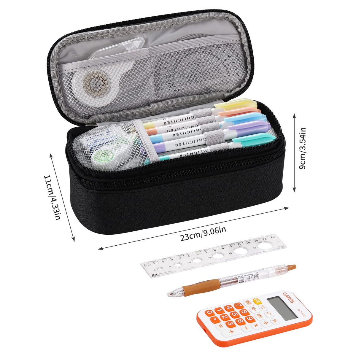 Dugio Large Pencil Case for Girls Teens Kids Pencil Bag with Zipper Black