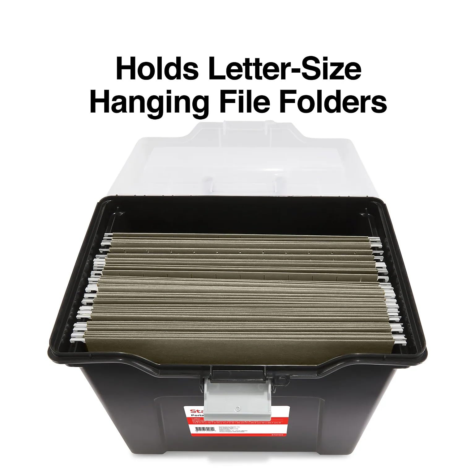 STAPLES File Box Portable Tote, Letter Size, Black, 2-Pack, Handle
