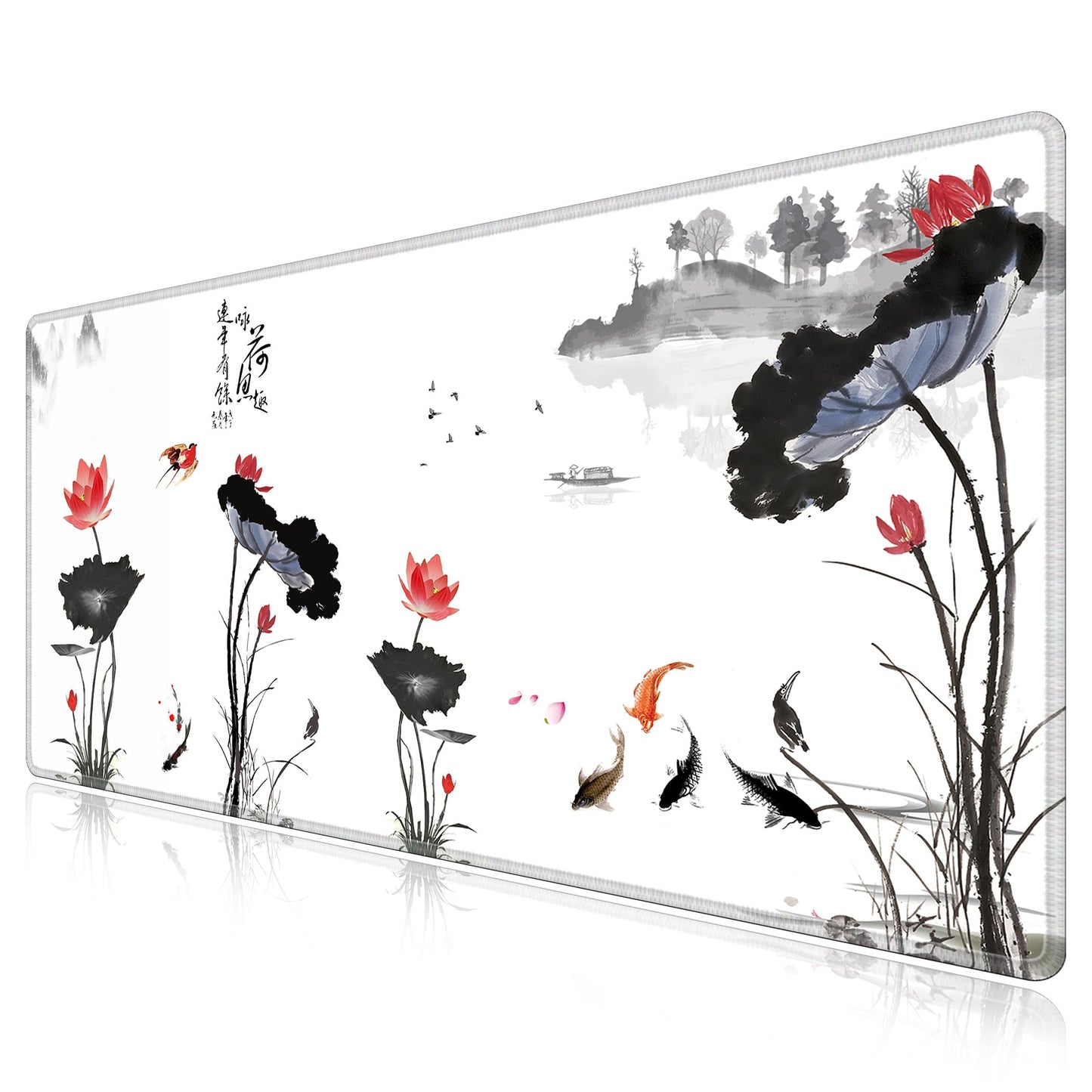 LL-COEUR XXL Landscape Gaming Mouse Pad Computer Keyboard Mat Office Desk Pad (Lotus, 47.2" x 23.6"