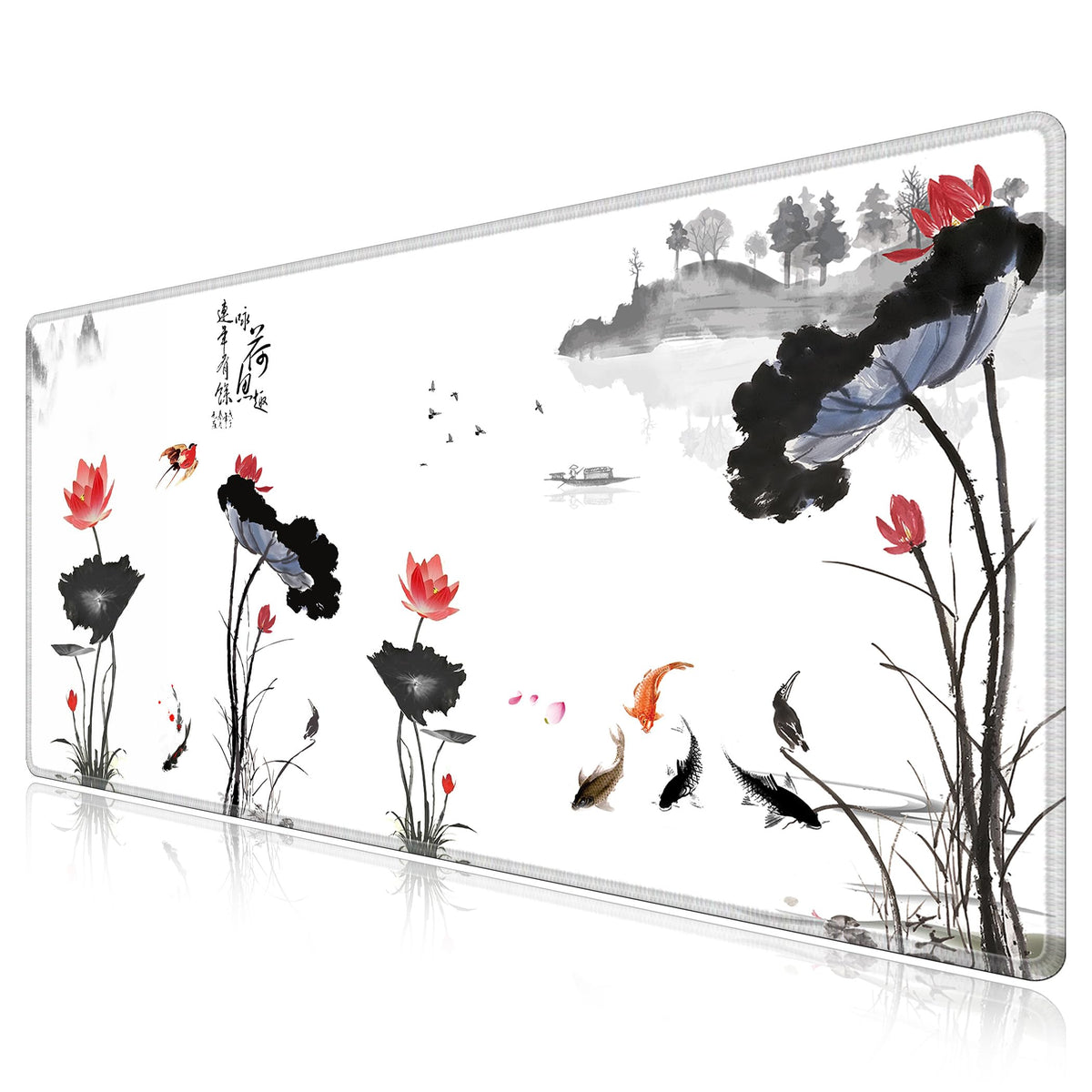 LL-COEUR XXL Landscape Gaming Mouse Pad Computer Keyboard Mat Office Desk Pad (Lotus, 47.2" x 23.6"