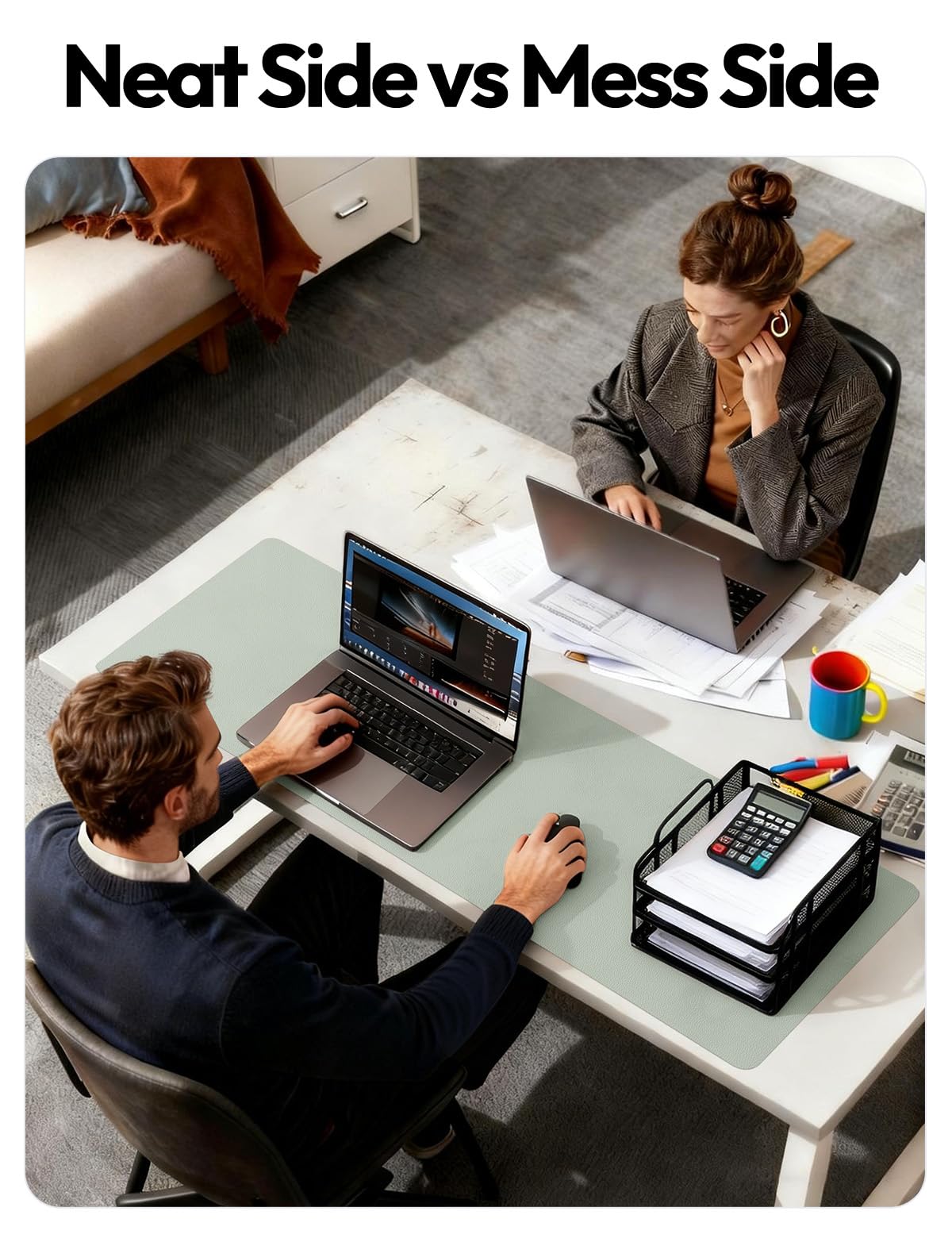 YSAGi Leather Desk Protector, Office Mat, Large Mouse Mat, Non-Slip PU Leather Blotter, Laptop Desk