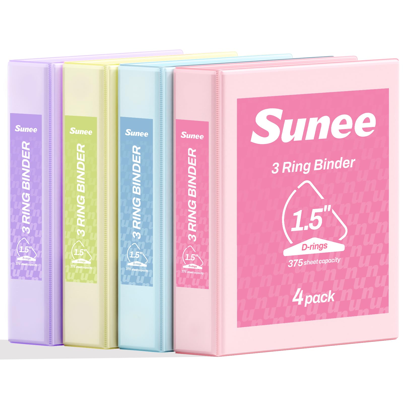 SUNEE 3 Ring Binder 1.5 Inch D Ring, Clear View Binder Three Ring PVC-Free (Fit 8.5x11 Inches) for
