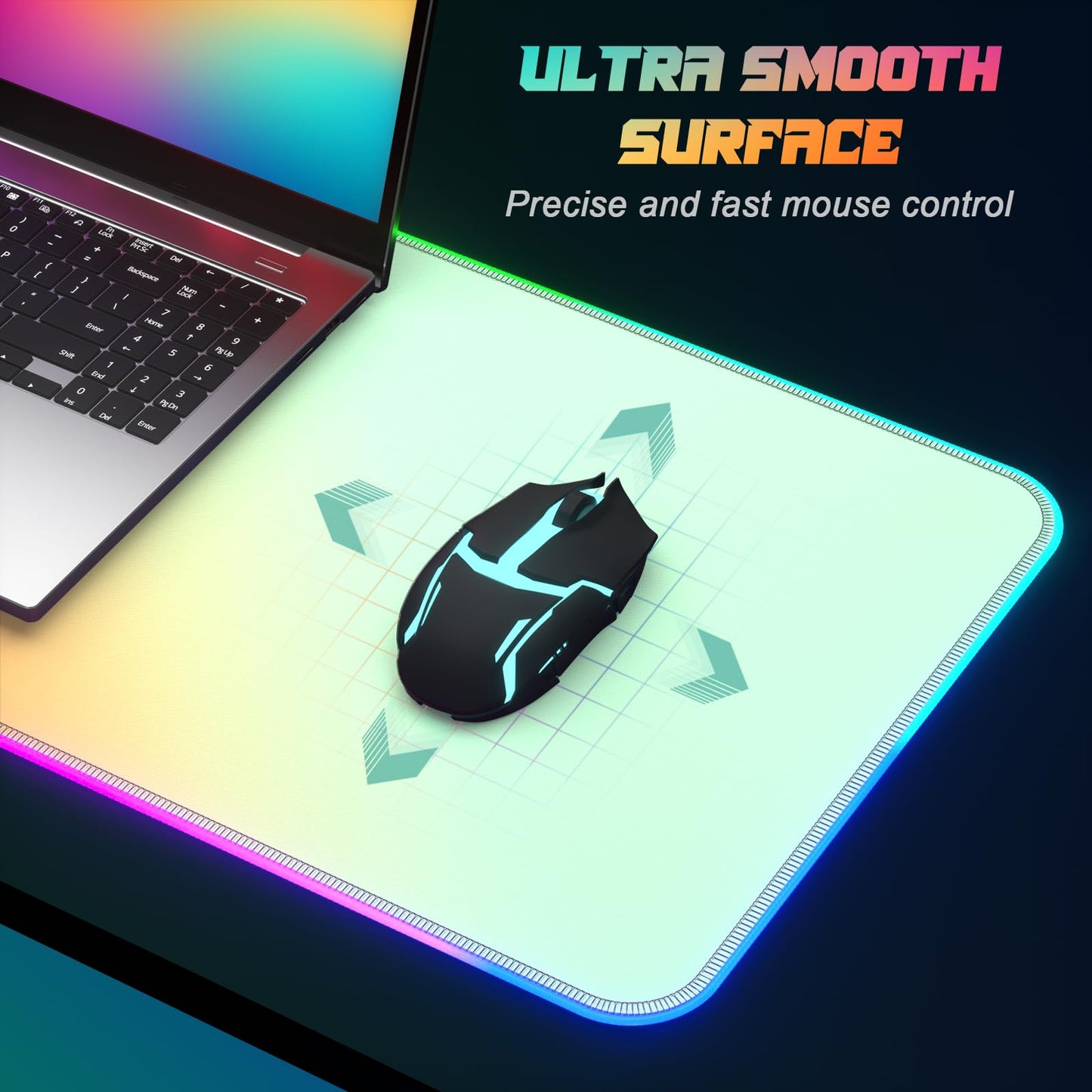 ITNRSIIET RGB Gaming Mouse Pad, Full Desk XL Extended Large Gaming Mousepad, 12 Lighting Modes 30%