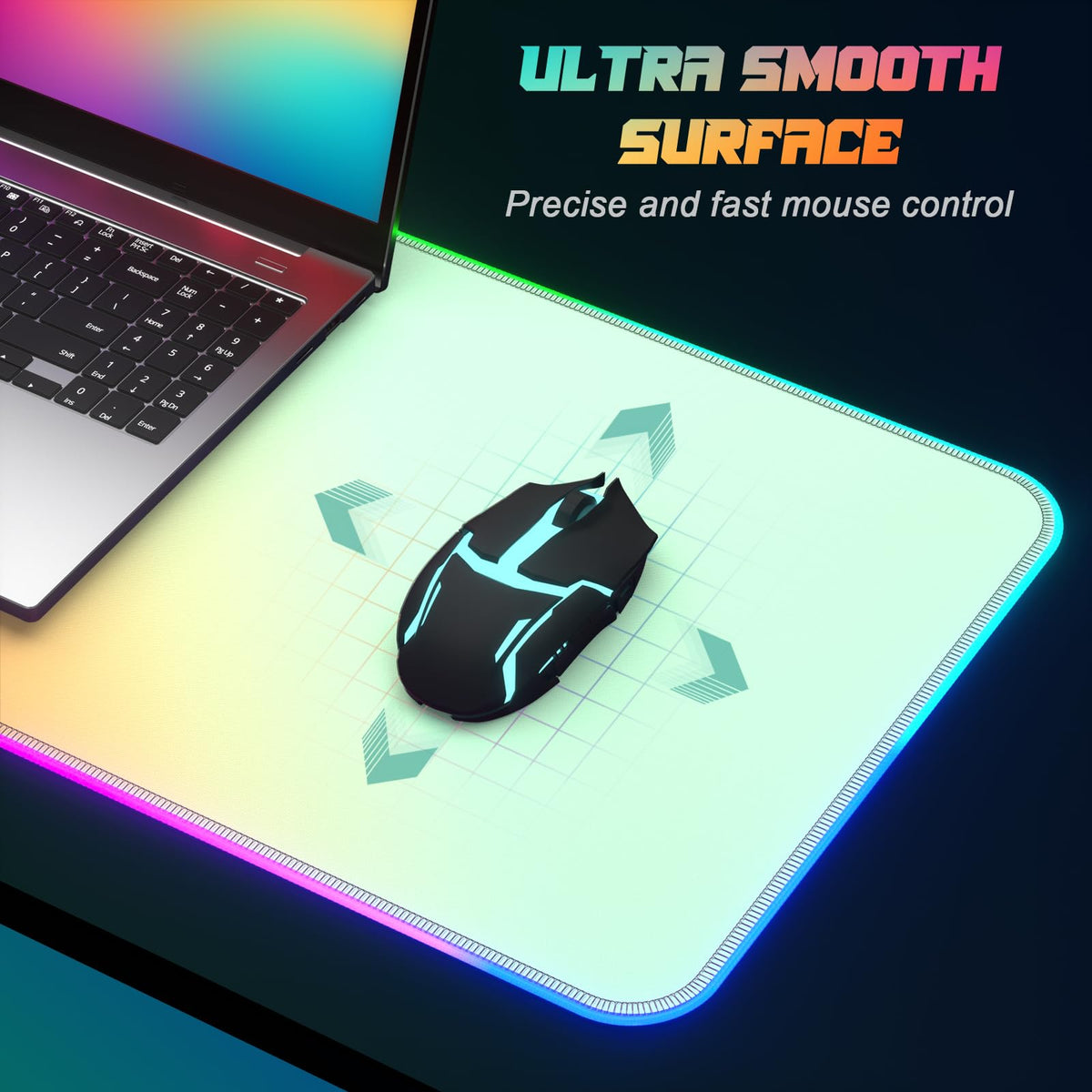 ITNRSIIET RGB Gaming Mouse Pad, Full Desk XL Extended Large Gaming Mousepad, 12 Lighting Modes 30%