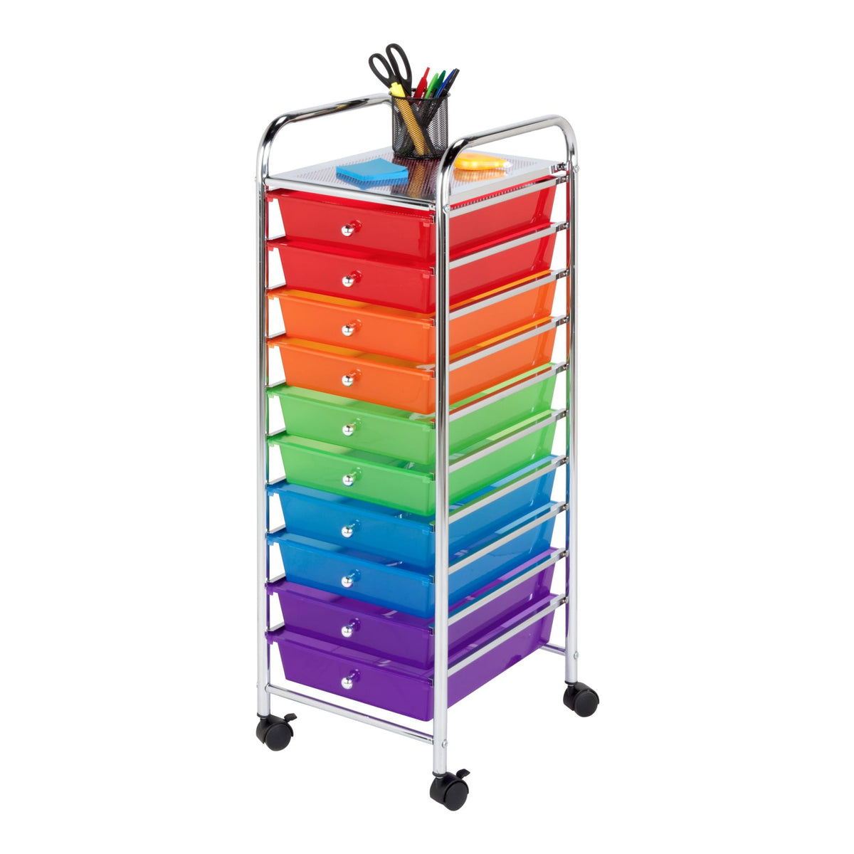 Honey-Can-Do CRT-02214 Rolling Office Organizer, 10-Drawer,Multicolored