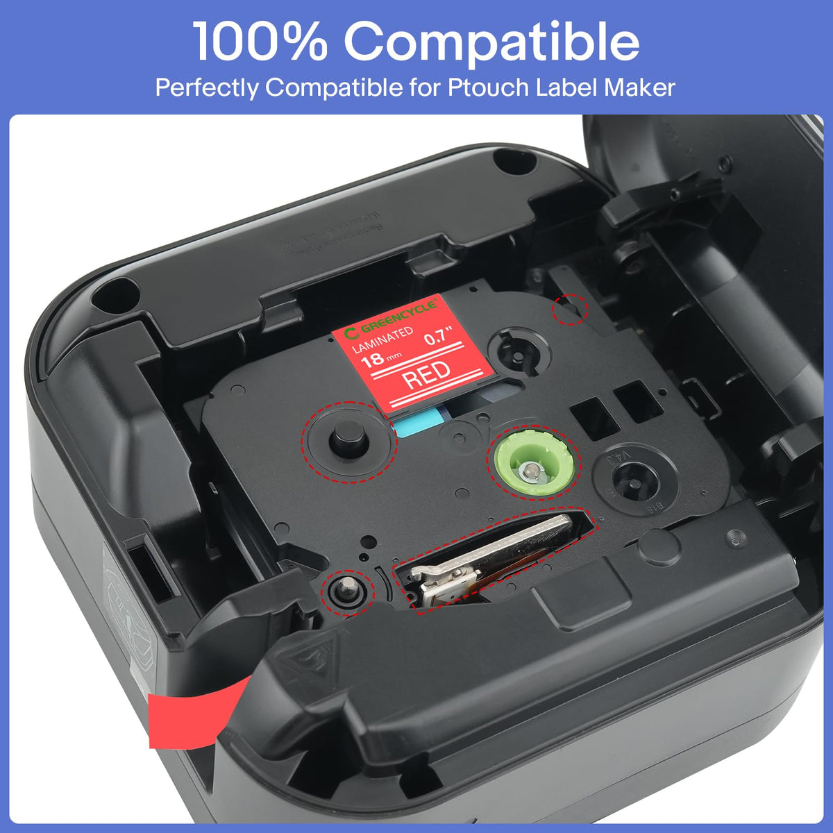 GREENCYCLE Compatible for Brother P-Touch Label Tape TZe-445 18mm 0.7" Laminated Red TZe445 TZ-445