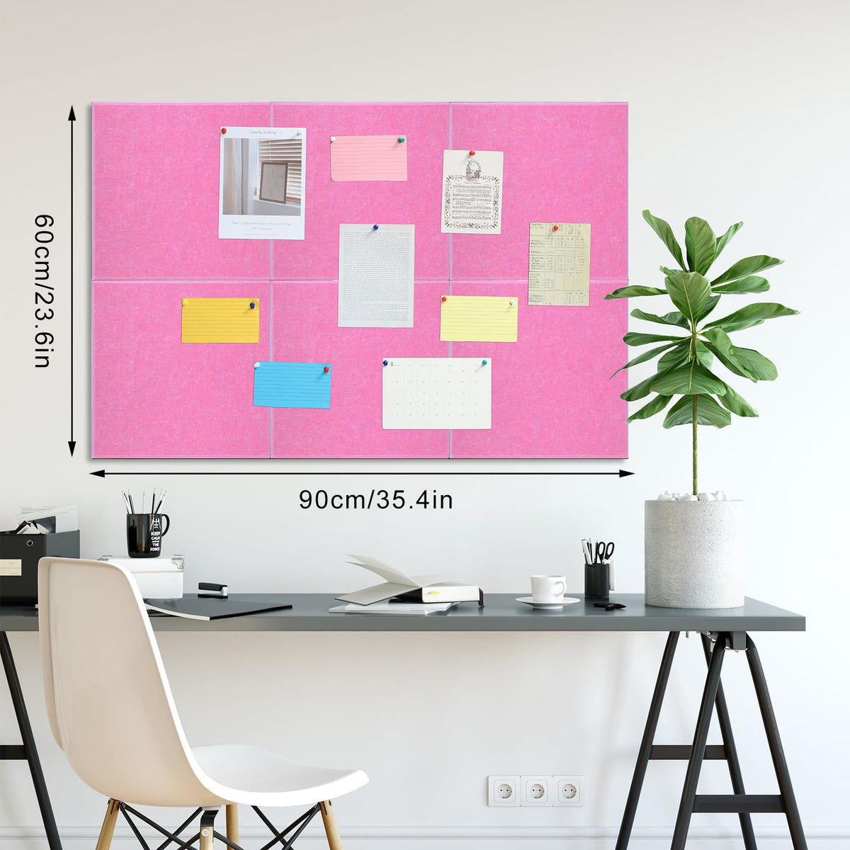 Large Cork Board 36" x 24", 6 Pack Felt Bulletin Board, Pin Boards