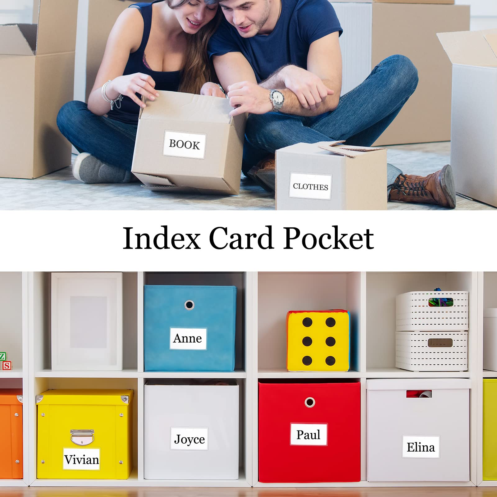 Chinco 100 Self Adhesive Pocket Index Card Pockets Index Card Holder Storage Tote Labels Pockets