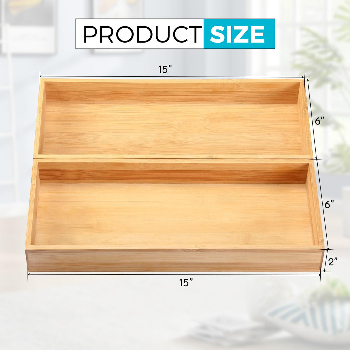 Fabsome Kitchen Utensil Drawer Organizer, Bamboo Silverware Cutlery Flatware Organizer Bins, Wooden