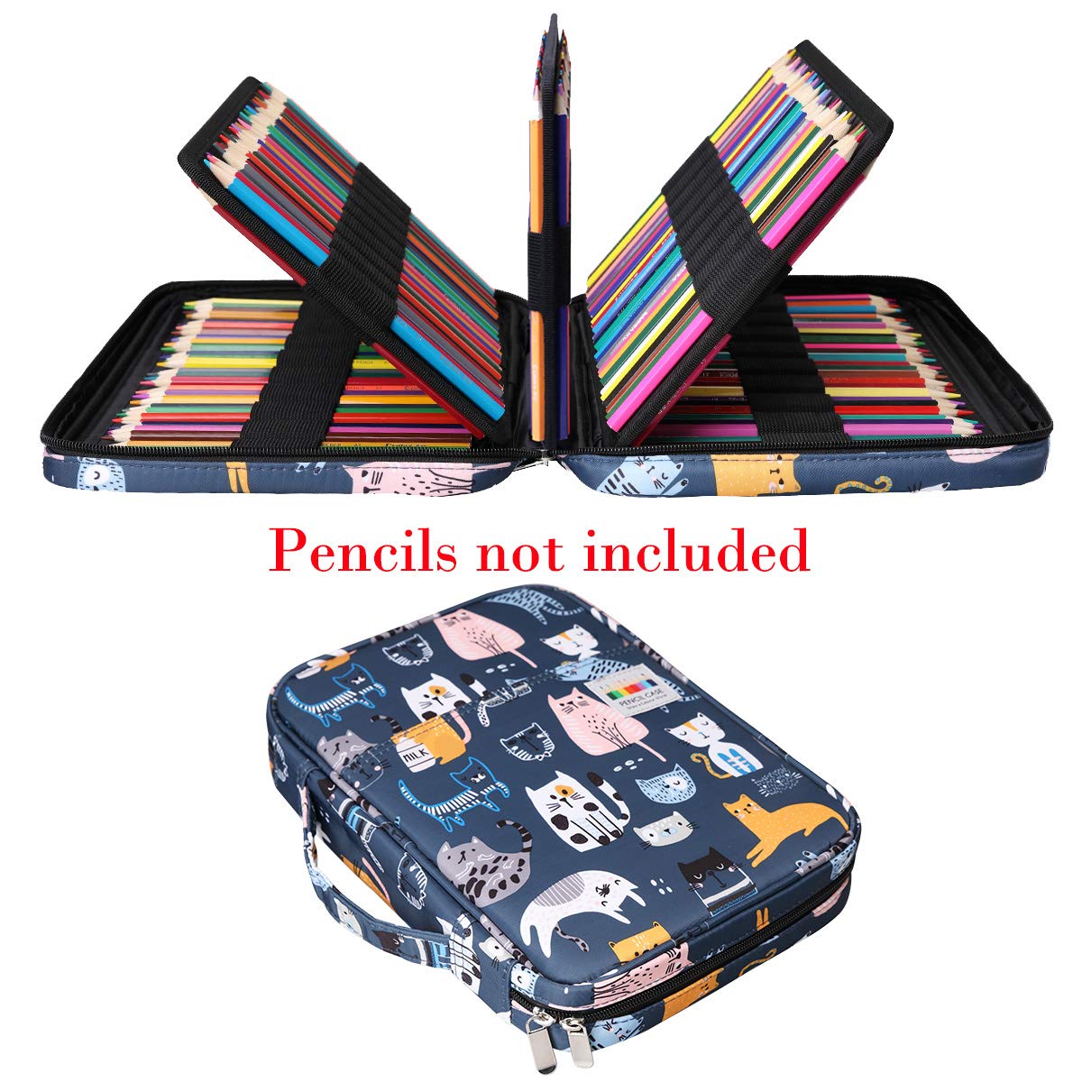 BOMKEE Coloring Pencil Case 220 Slots Pencils/Gel Pens Organizer Waterproof Travel Case Zipper
