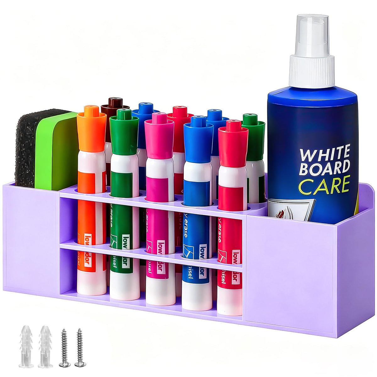 Banafich Wall Mounted Magnetic Dry Erase Marker Holder for White Board