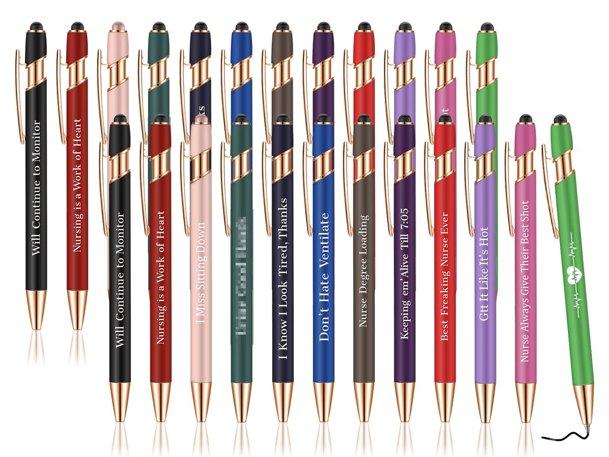 24 Pcs Funny Nurse Pens Set with Stylus Tip,Ink Gifts for Nurses & Students