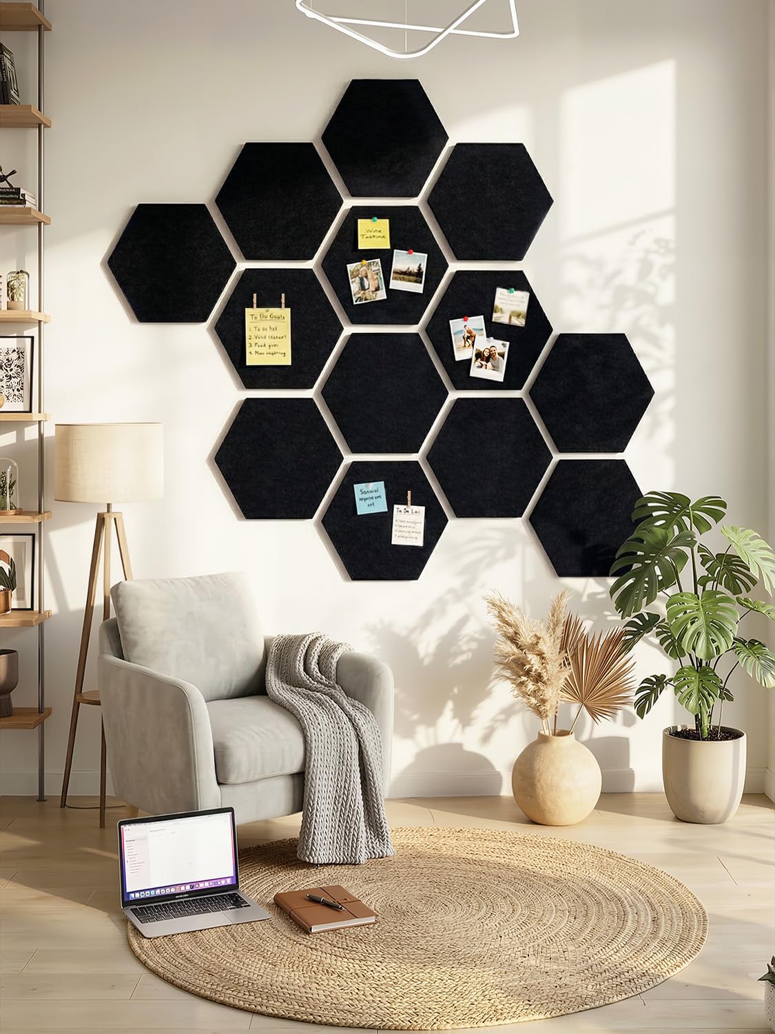Uoisaiko 8-Pack Hexagon Felt Bulletin Board Tiles, Cork Board Alternative