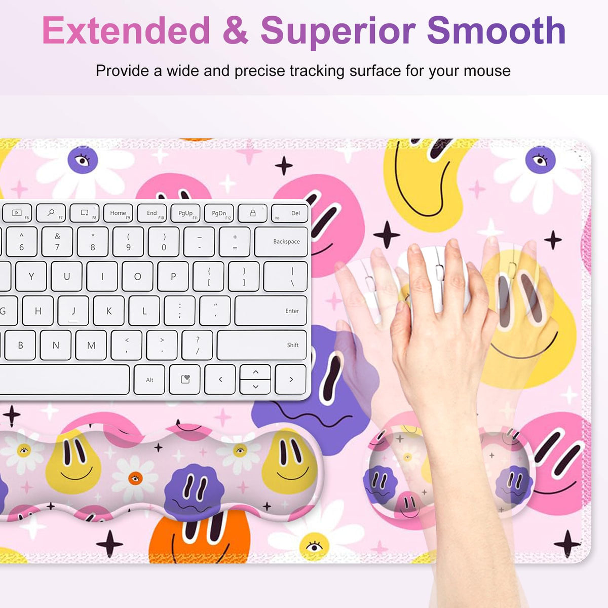 NXZGO Gaming Mouse Pad Keyboard Wrist Support, 4 in1 Mousepad with Wrist Keyboard Rest, Computer