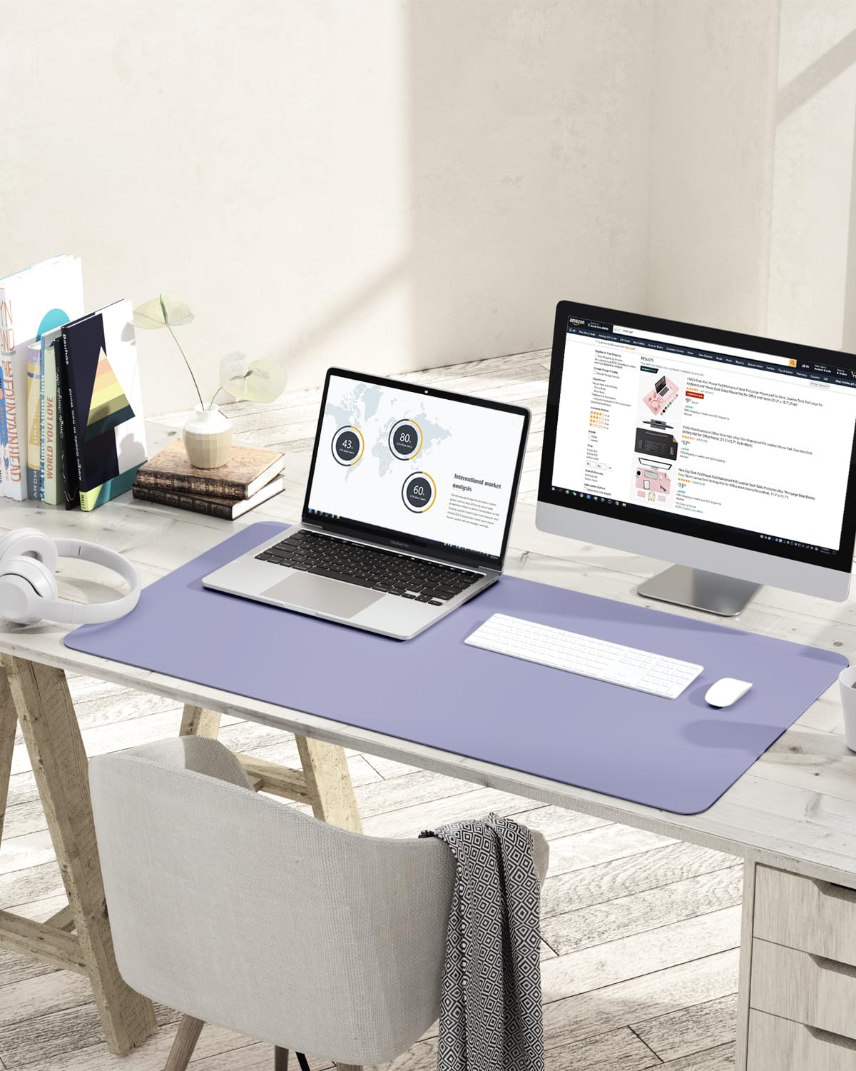 YSAGi Non-Slip Leather Desk Pad L Size, Waterproof Laptop Computer Desk Keyboard Mat, Table