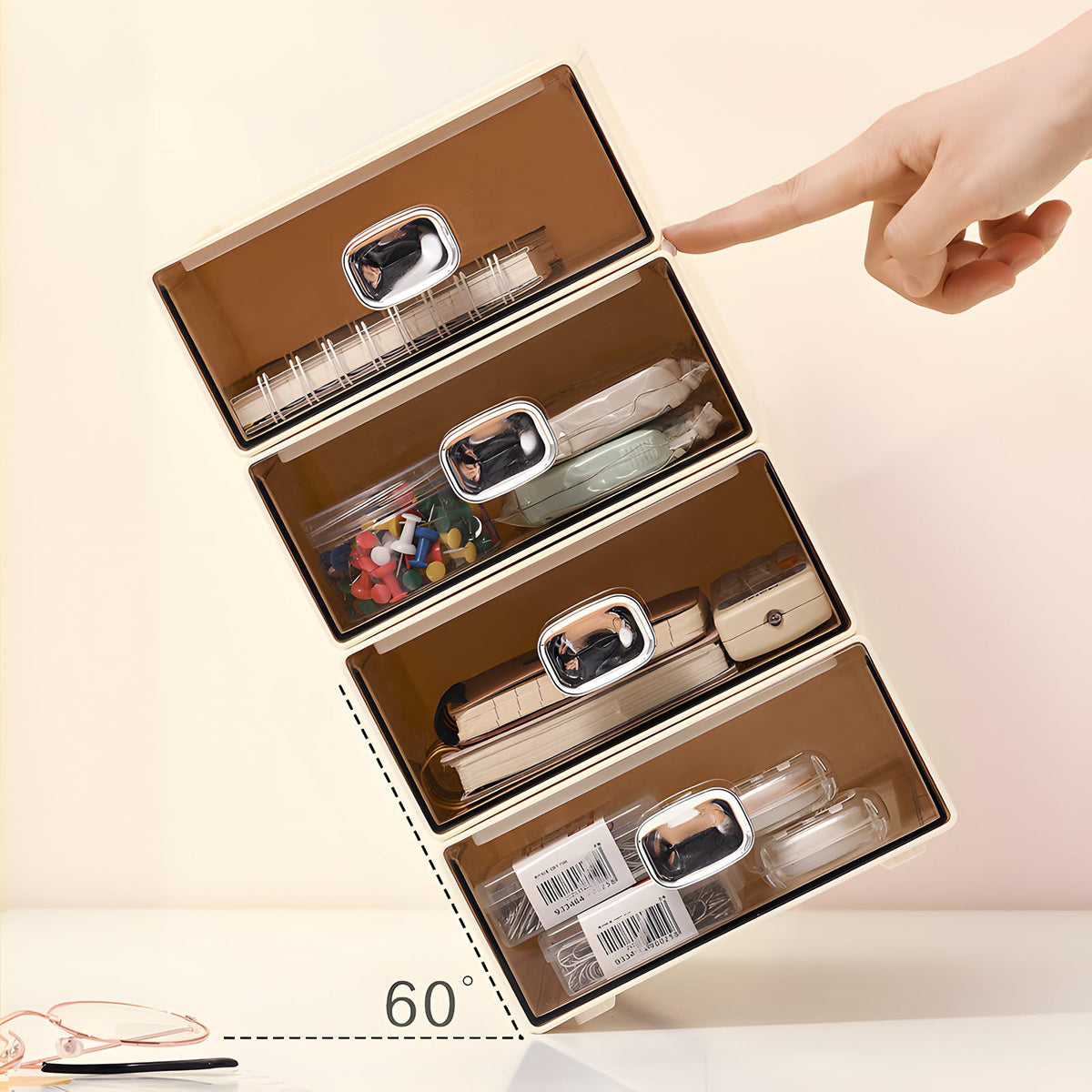 OSteed Desktop Storage Drawers, Plastic Countertop Printer Paper Organizer