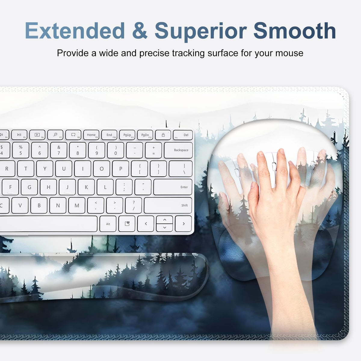 Large Mouse Pad, Keyboard Wrist Rest Set, Ergonomic Mouse Pad with Wrist Support, Desk Mat with