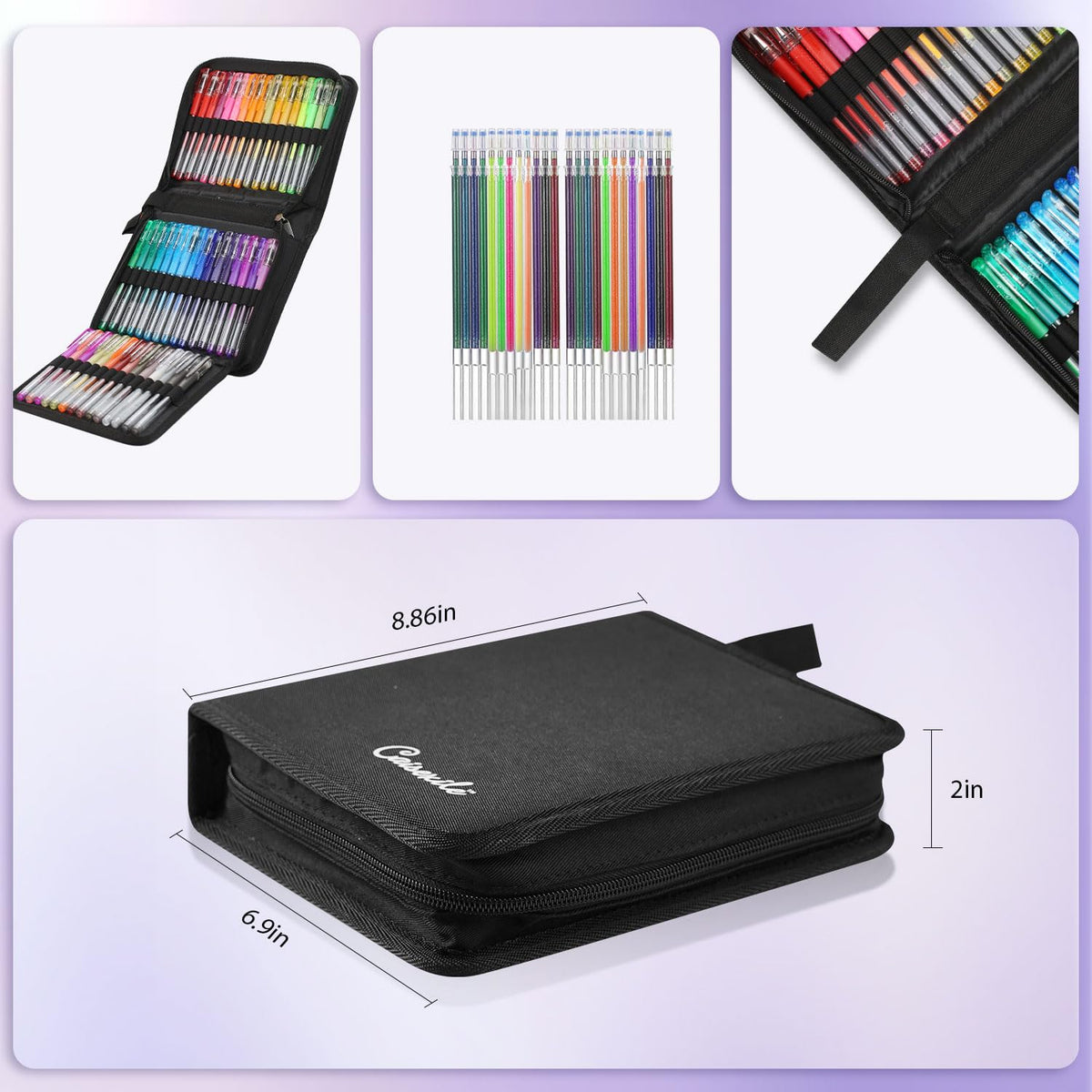CAISEXILE Glitter Gel Pens for Adult Coloring Books, 96 Pack Artist Gel Pens 48 Colors with 50%