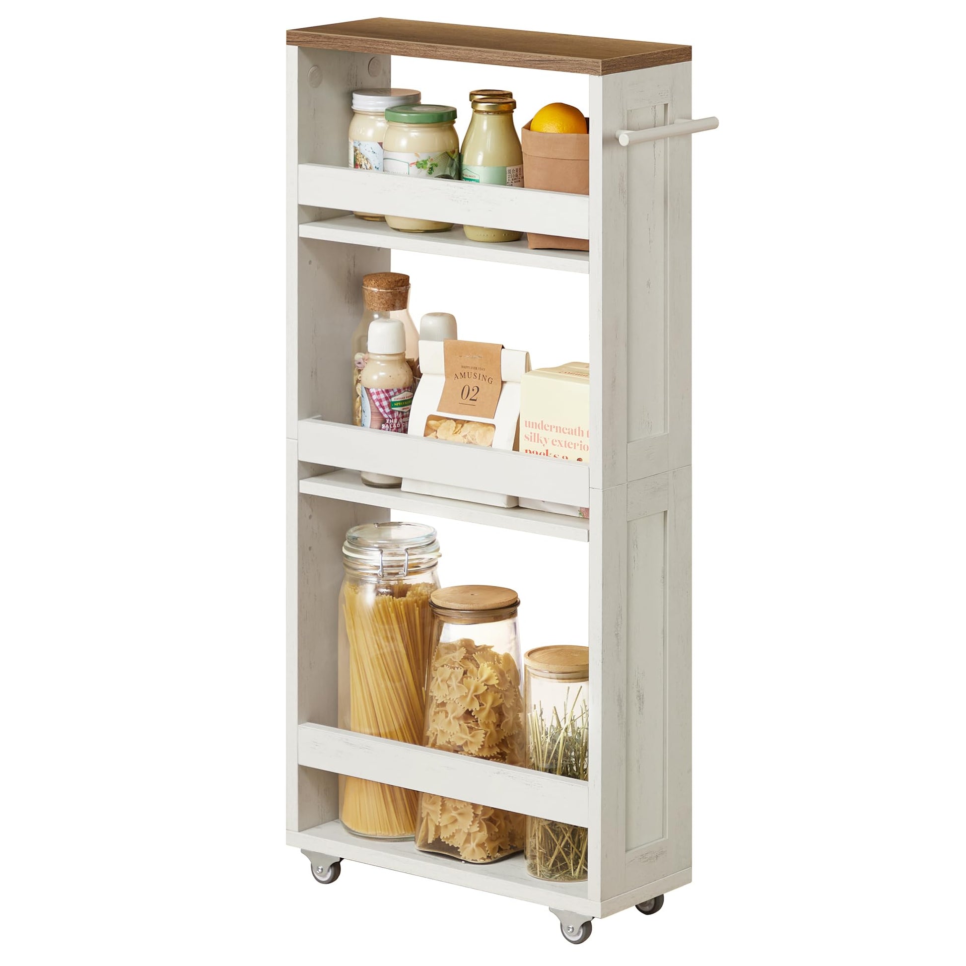 VASAGLE 4-Tier Slide-Out Storage Cart, Slim Kitchen Cart with Wheels