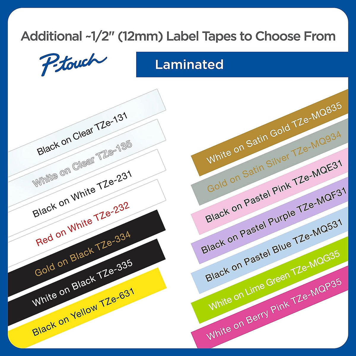 Brother Genuine P-Touch TZE-232 Tape, 1/2" (0.47 mm) Standard Laminated P-Touch Tape, Red on White