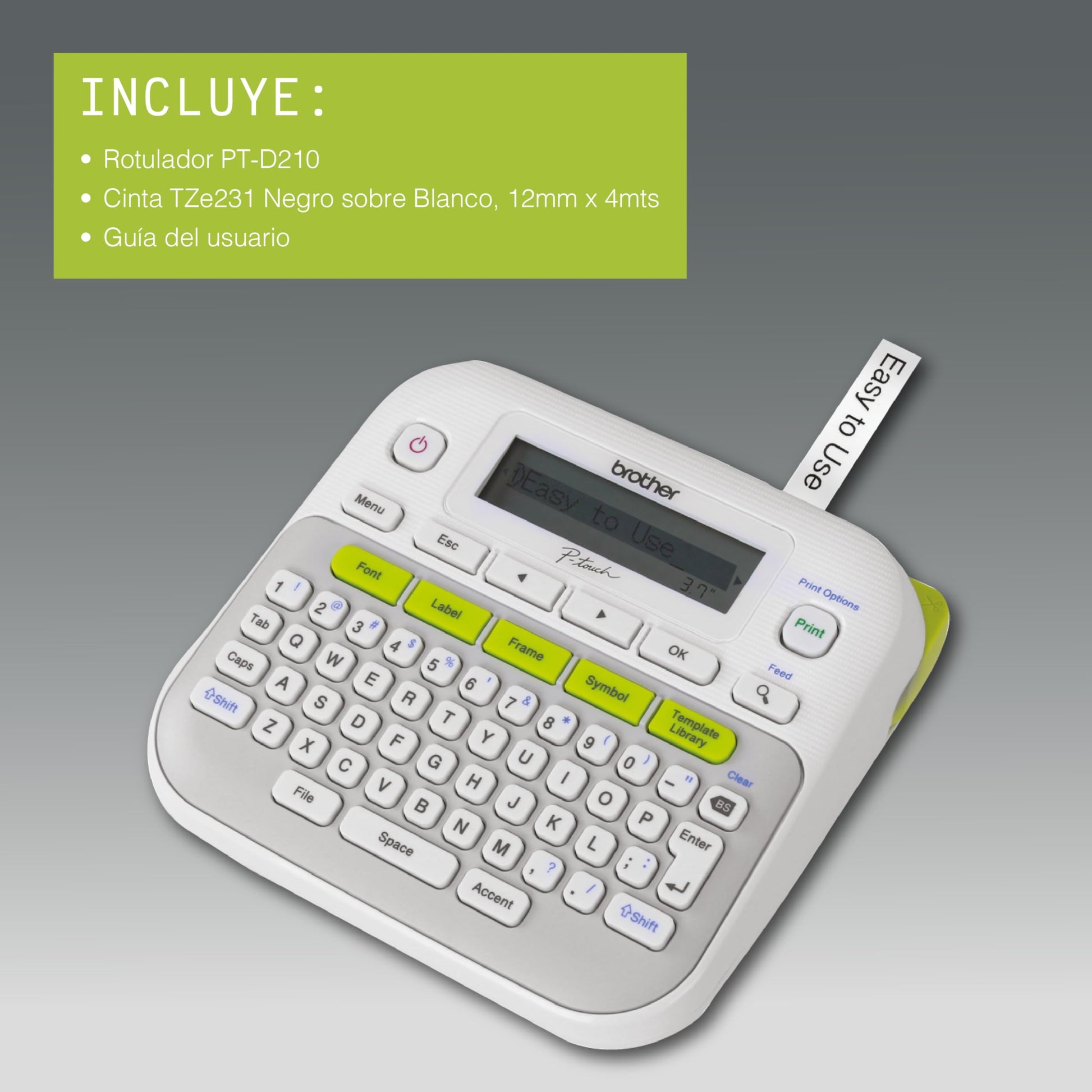 Brother P-touch, PTD210, Easy-to-Use Monochrome Label Maker, One-Touch Keys, Multiple Font Styles