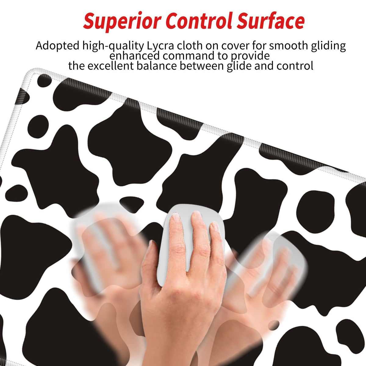 Gaming Mouse Pad Large Mousepad Cow Print Desk Mat XXL Big Desk Pad Rubber Base Computer Pad with