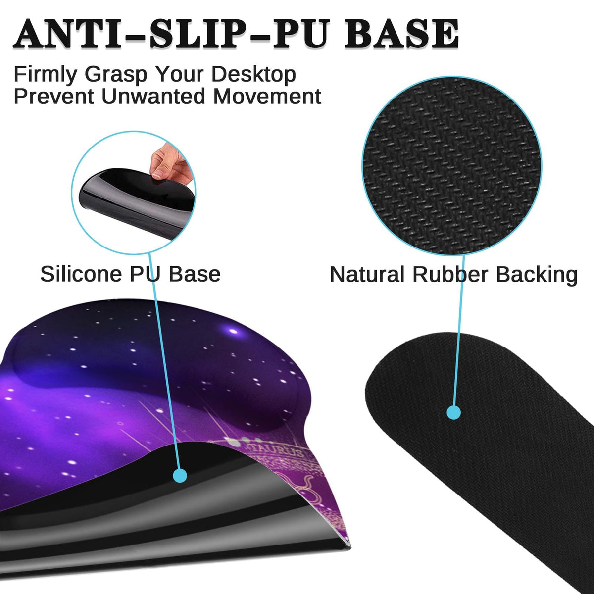 Arttown Keyboard Mouse Pad Set, 4 in 1 Desk Mat Set Galaxy Space
