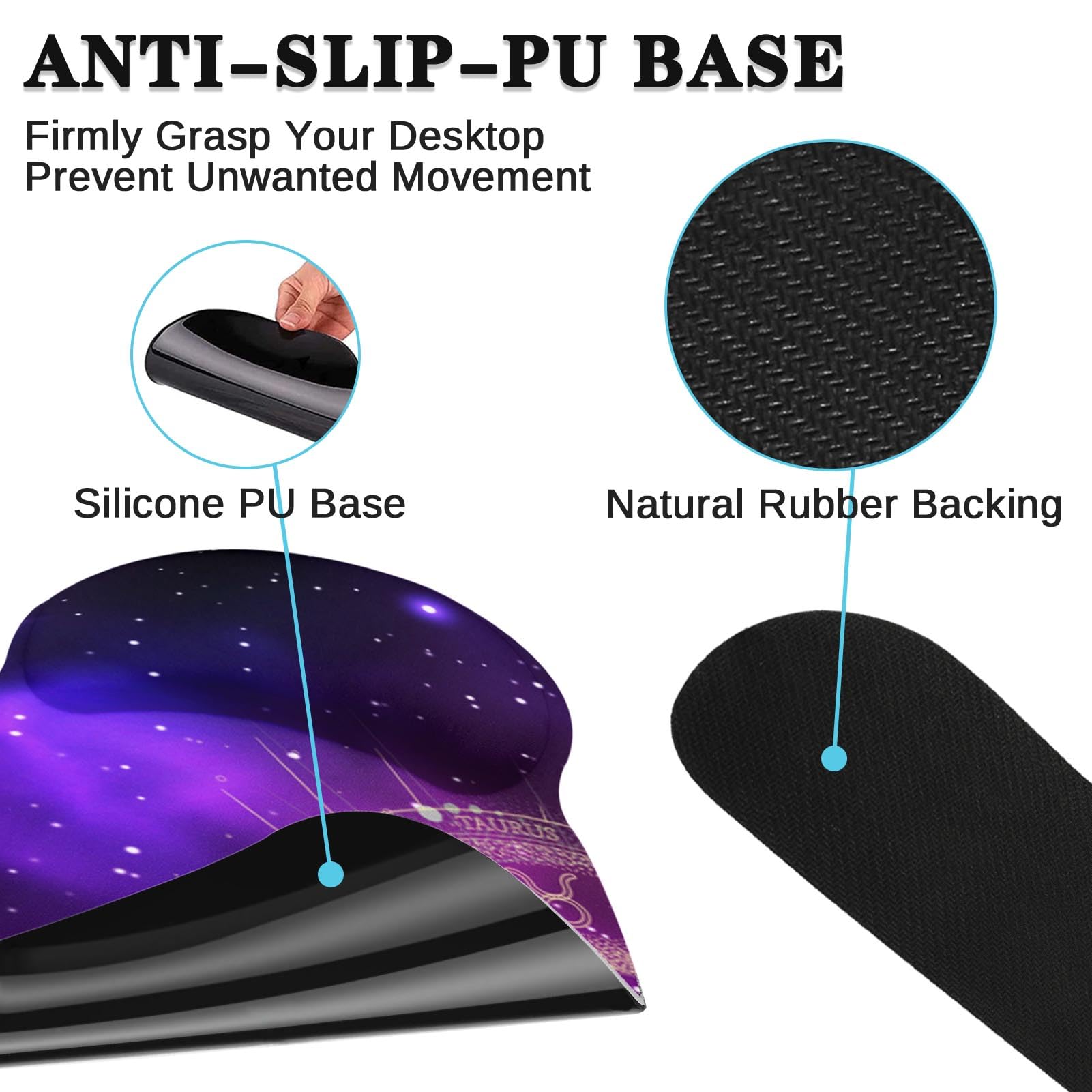 Arttown Keyboard Mouse Pad Set, 4 in 1 Desk Mat Set Galaxy Space