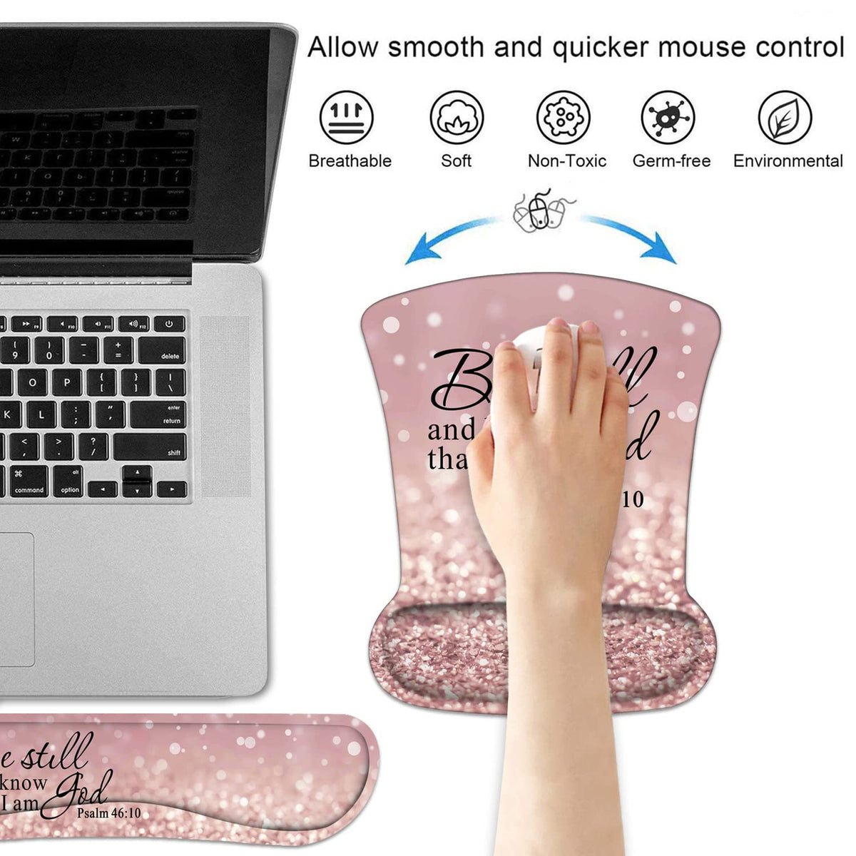 Keyboard Wrist Rest and Mouse Wrist Rest Pad Set with Coasters, Ergonomic Support, Non-Slip PU