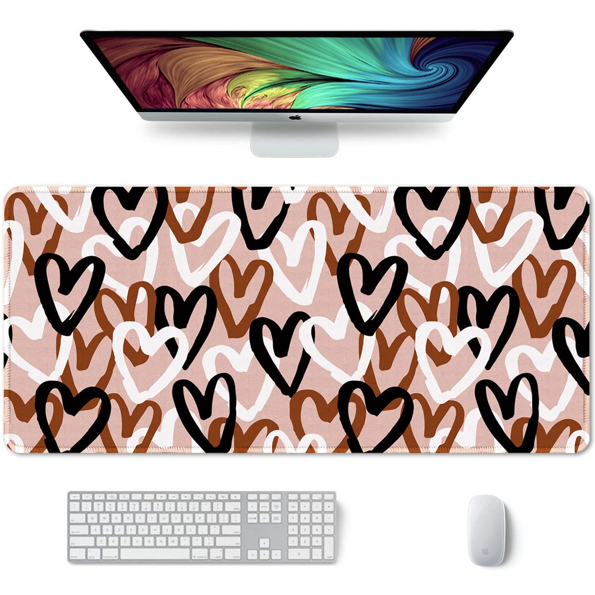 Auhoahsil Large Mouse Pad, XXL Desk Pad, Extened 35" x 15", Non-Slip Rubber Base, Stitched Edges