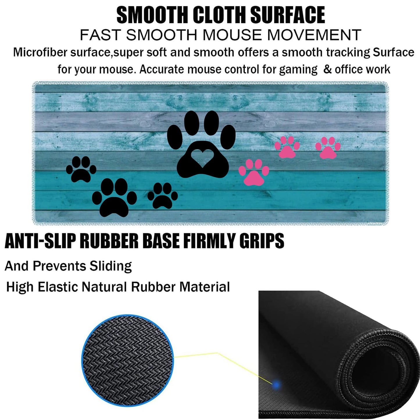 3 Piece Mouse Pad Set with Stitched Edge Large Anti-Slip Mouse Pad Desk Pad Keyboard Pad + Wrist