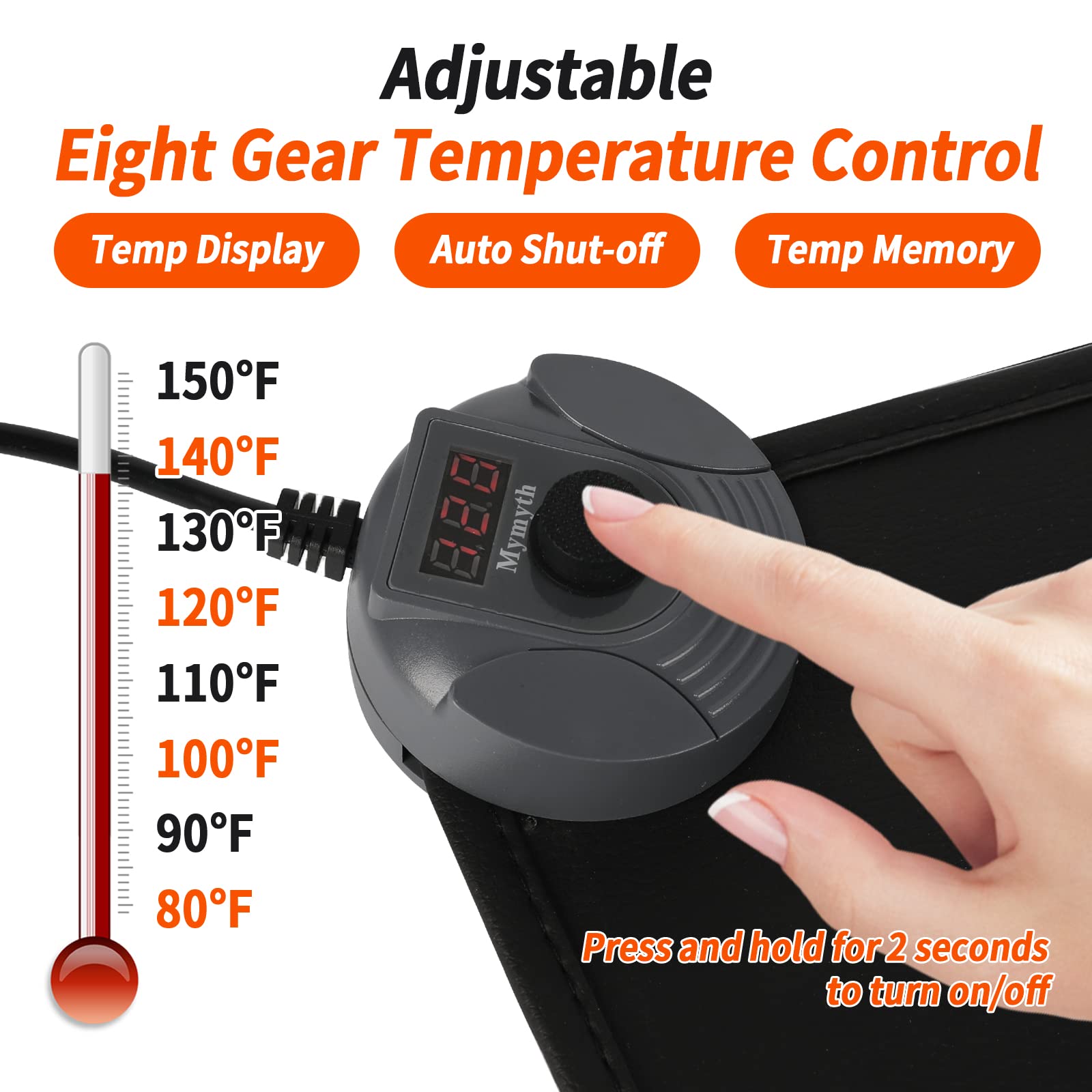 Mymyth Heated Desk Pad, Warm Mouse Pad, Foot Warmer - 8 Speeds Heated Control with Digital Display