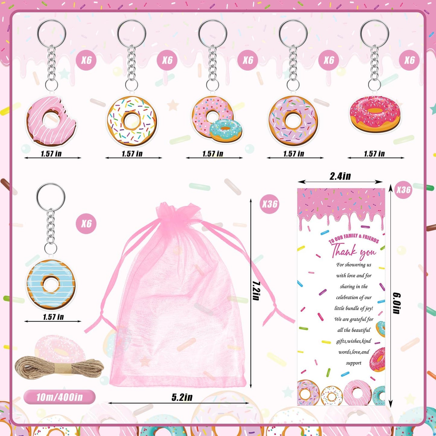 EYNDYN 145 Pieces Donut Baby Shower Favors for Guest Sprinkled with Love Ballpoint Pens and