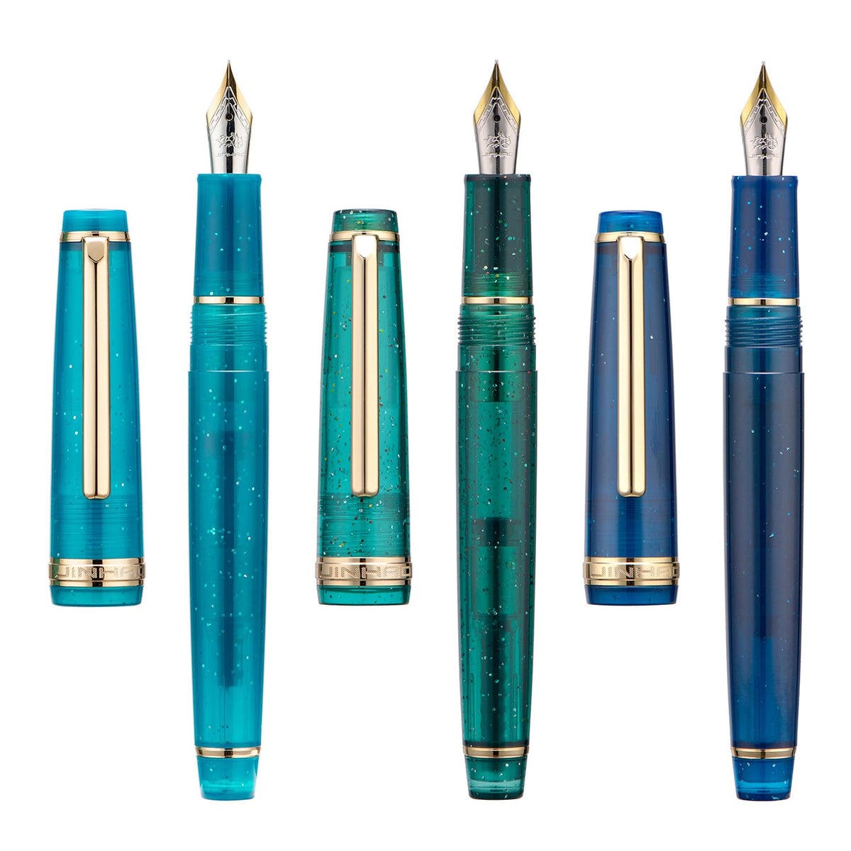 3 Jinhao 82 Fountain Pens Medium Nib Transparent Starlight with Converter
