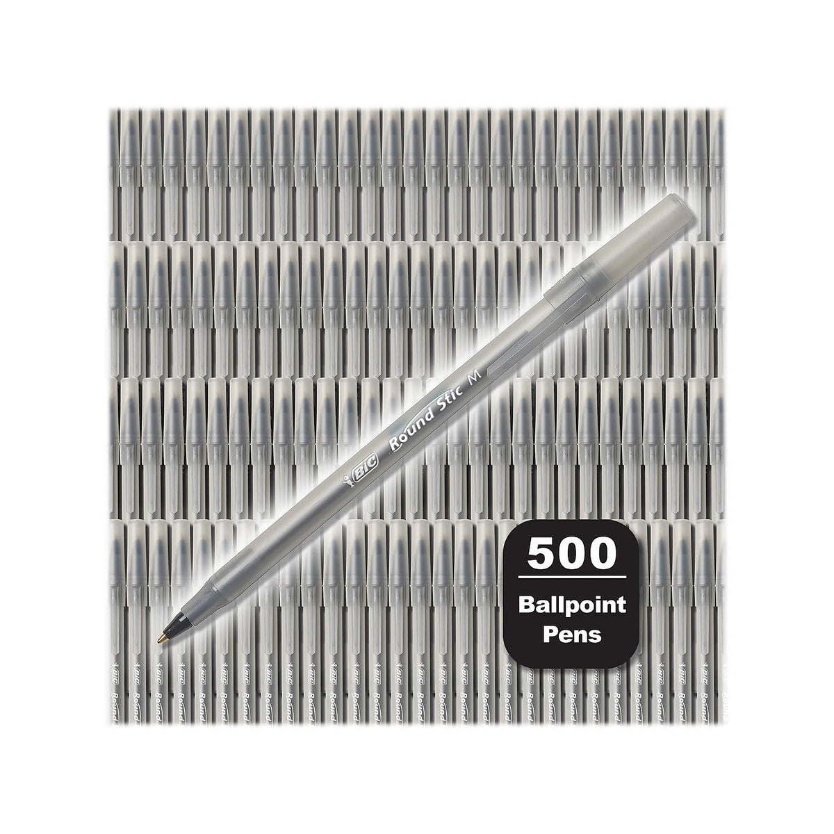BIC Round Stic Xtra Life Black Ballpoint Pens, Medium Point (1.0mm), 500-Count Pack of Bulk Pens