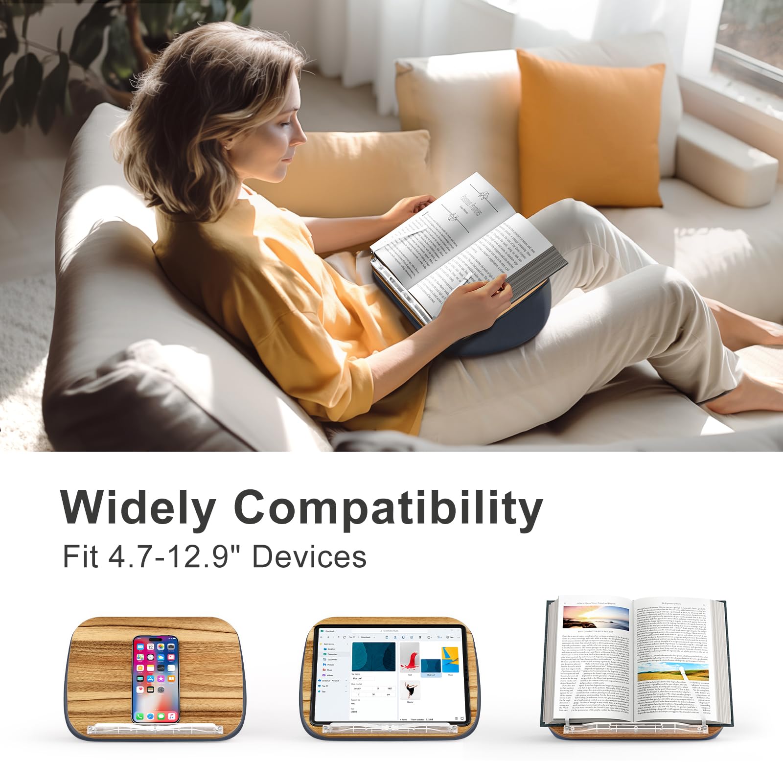 ERGONOV Lap Book Stand for Hands Free Reading Comfortable Pillow Stand