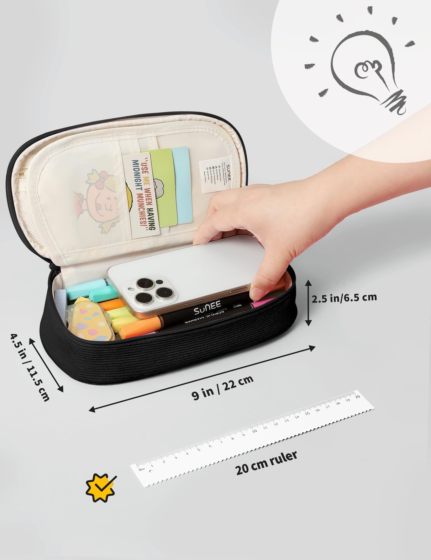 SUNEE Cute Pencil Case, Large Pencil Pouch, Soft Corduroy Aesthetic Big Pencil Bag with Zipper