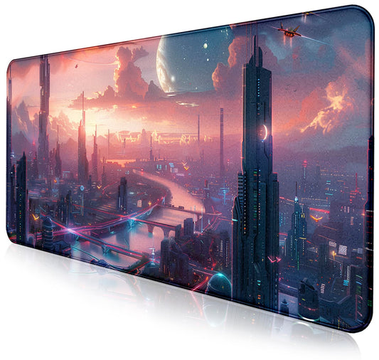 Digital Night Scene Office Art Desk Mat, Female Learning Computer Mouse Mat