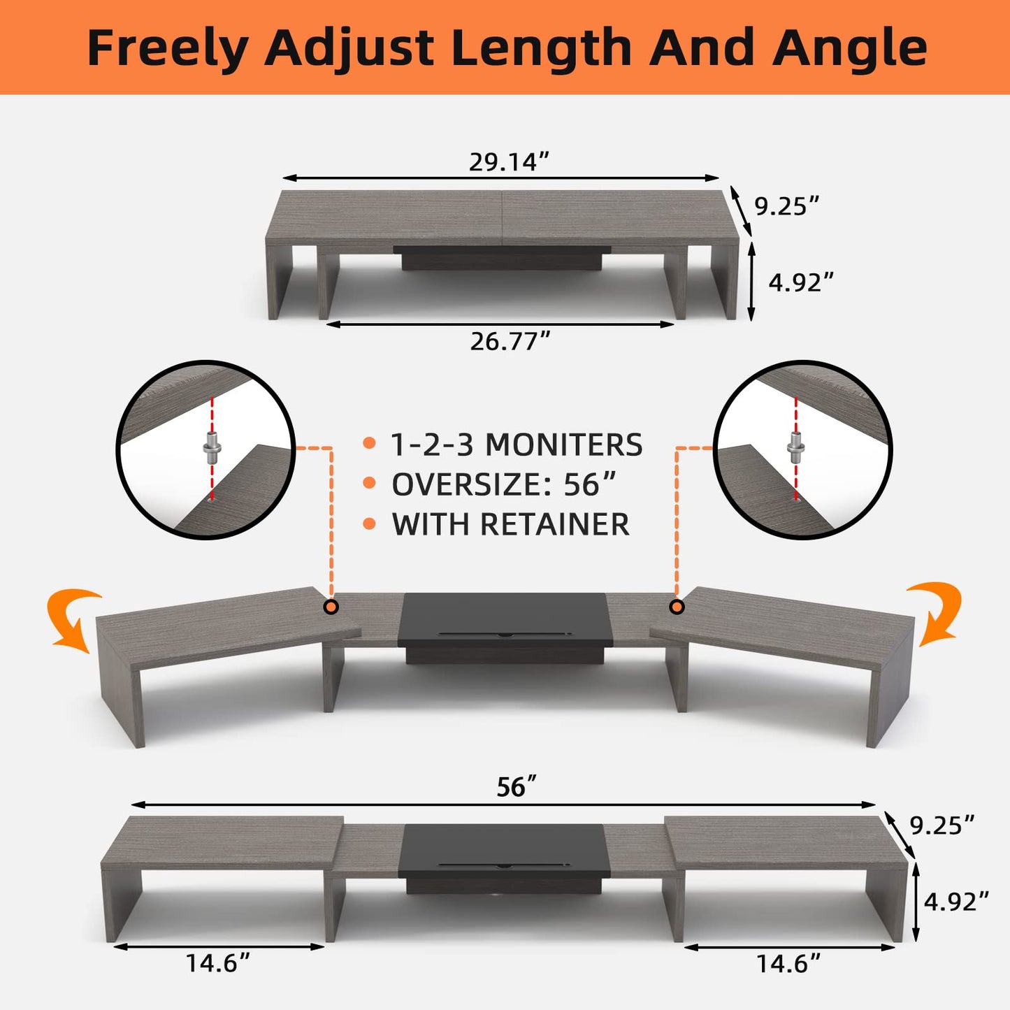 WESTREE Triple Dual Monitor Stand Riser, 56" Extra Long Monitor Stand for 1~2~3 Monitors, Monitor