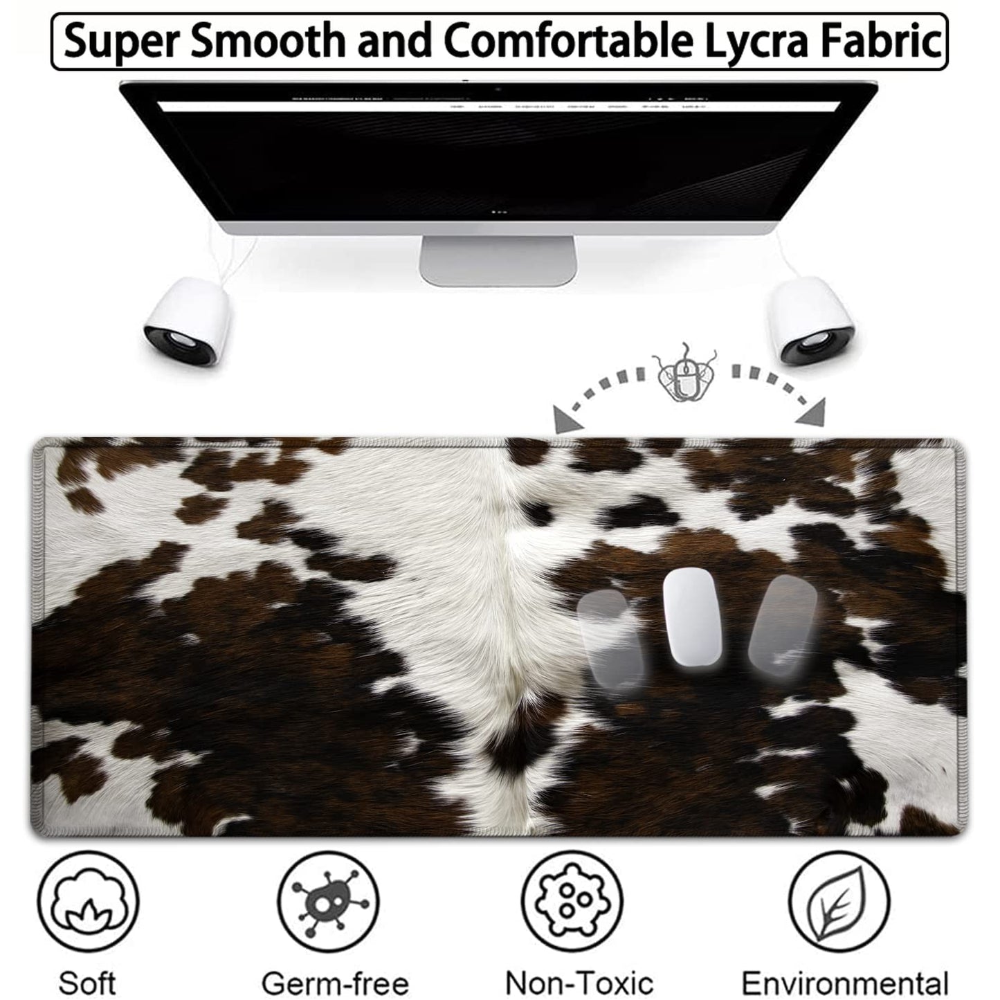 Large Gaming Mouse Pad, 31.5x11.8 in Extended Computer Mouse Mat with Non-Slip PU Base, Ergonomic