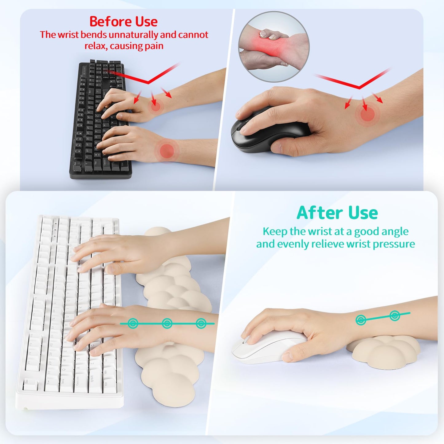 Sushret Cloud Wrist Rest for Keyboard and Mouse, Cloud Keyboard Wrist Rest